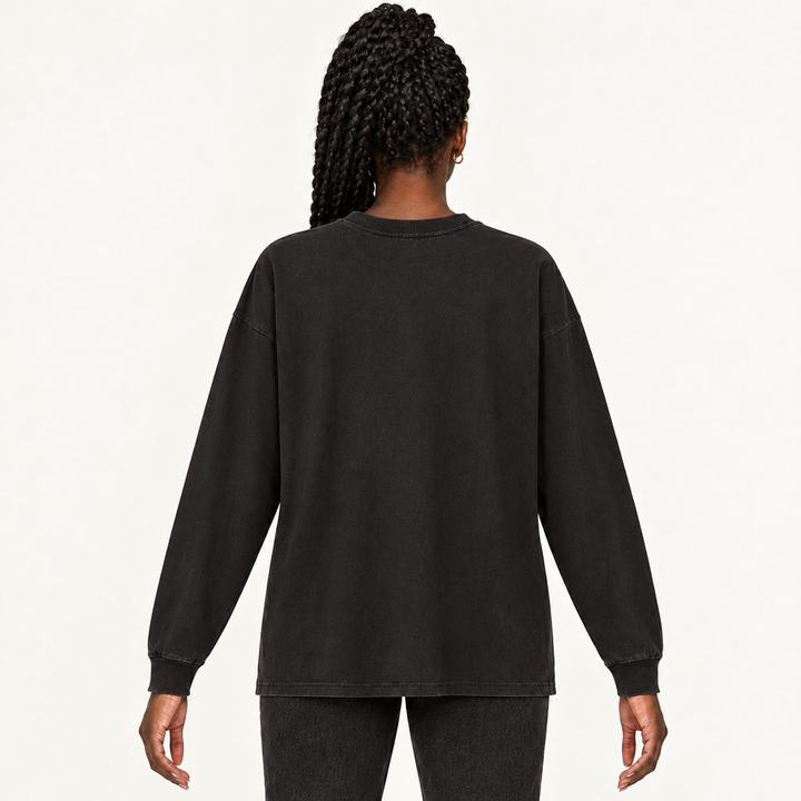 Saint Kevon Portrait vintage-black long-sleeve tee, original model back view
